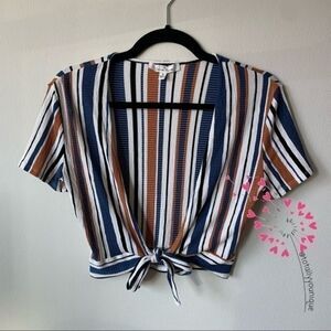 Love Tree Tie Front Wrap Crop Top